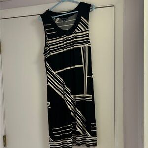 Banana Republic Black and White Striped Midi Dress